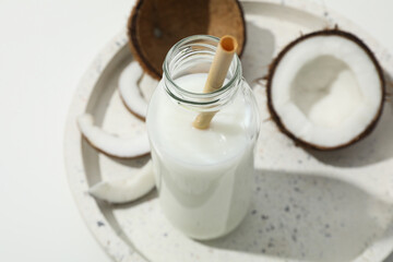Coconut milk, concept of tasty and natural drink