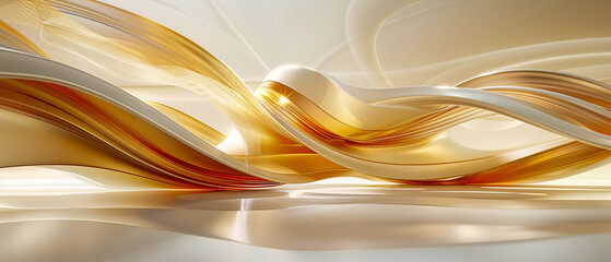 Elegant Wave Design, Abstract Yellow and White Background, Modern Art and Business Concept
