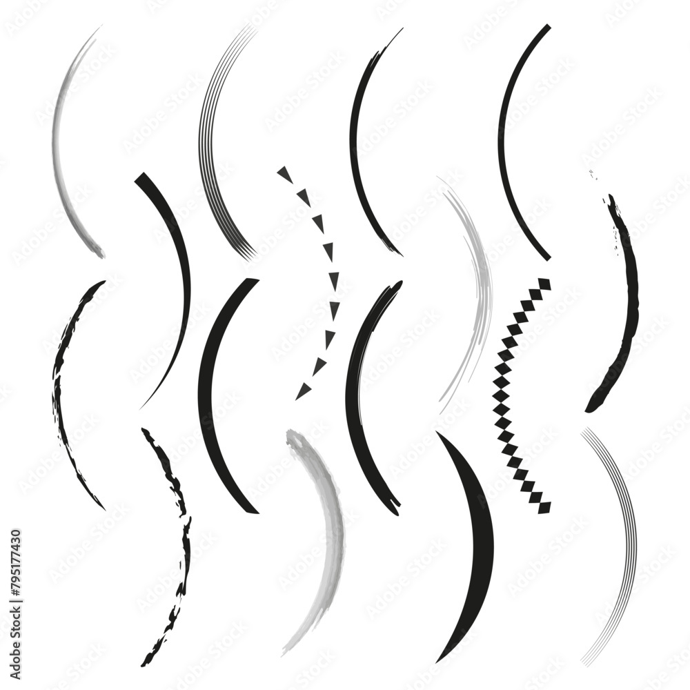 Poster abstract swirls set. dynamic brush strokes. artistic motion. vector illustration. eps 10.