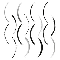 Abstract swirls set. Dynamic brush strokes. Artistic motion. Vector illustration. EPS 10.