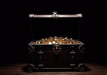 treasure chest in the cave with gold background
