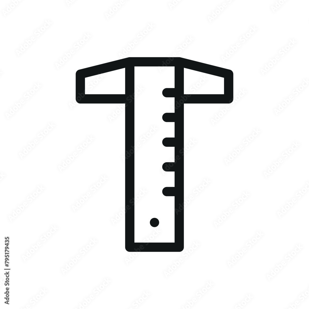 Poster t-square ruler isolated icon, architecture ruler vector symbol with editable stroke