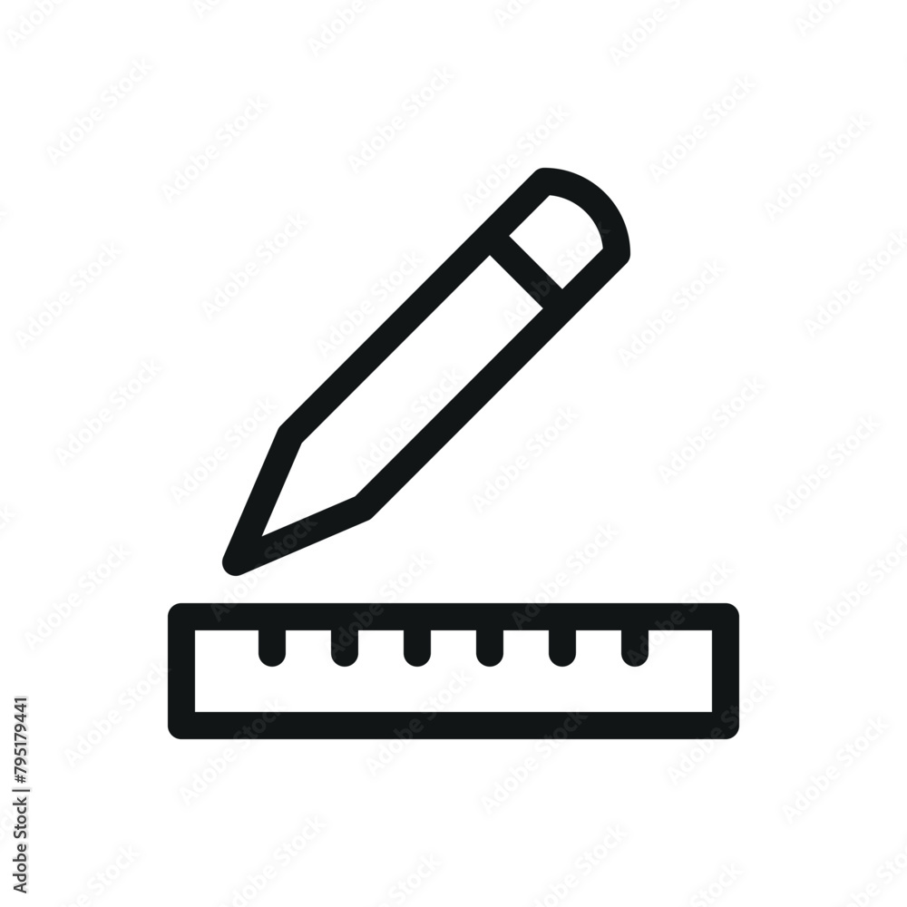 Poster pencil and ruler isolated icon, drafting vector symbol with editable stroke