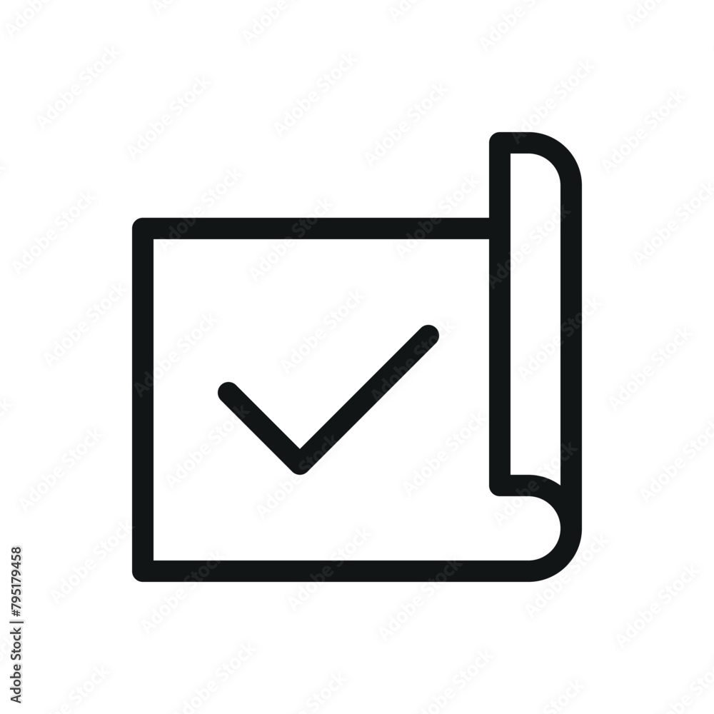 Poster architectural project approval isolated icon, blueprint with check mark vector symbol with editable 
