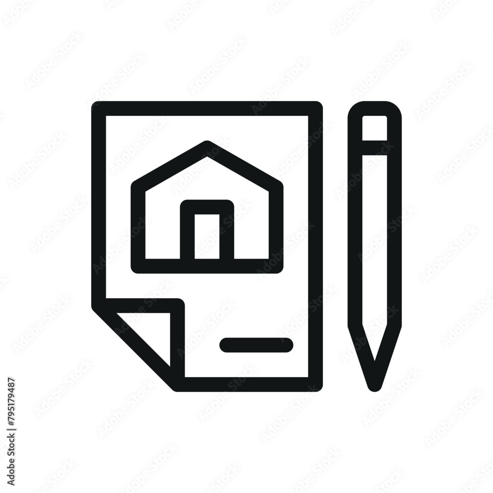 Poster house document isolated icon, property document vector symbol with editable stroke