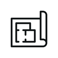 Blueprint isolated icon, flat floor plan vector symbol with editable stroke