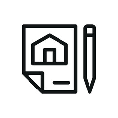 House document isolated icon, property document vector symbol with editable stroke