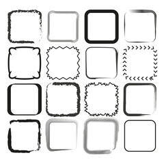 Assorted square frames collection. Various border designs. Set of decorative elements. Vector illustration. EPS 10.