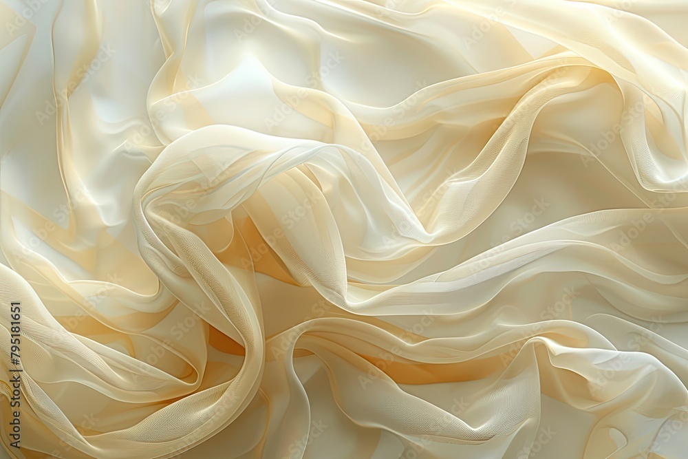 Poster a white fabric with a pattern of a wave. the fabric is very soft and smooth