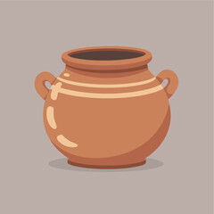 clay pot in cartoon flat vect...