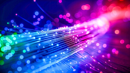 Fiber Optic Cables in Technology Networking, High-Speed Data Transfer Concept