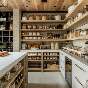Chef's Culinary Pantry: Recipes on Tiles with Prep Island