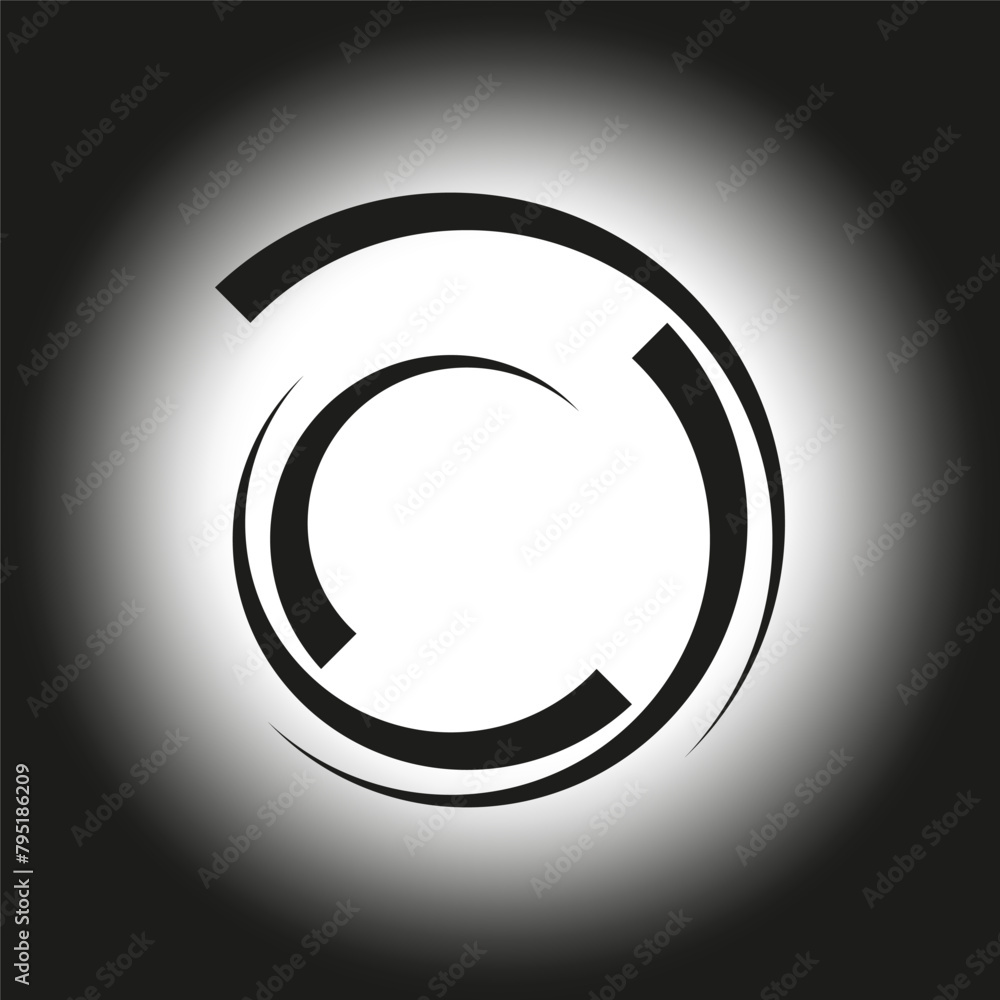 Poster abstract circular arrows icon. cycle process concept. continuous motion symbol. black and white desi