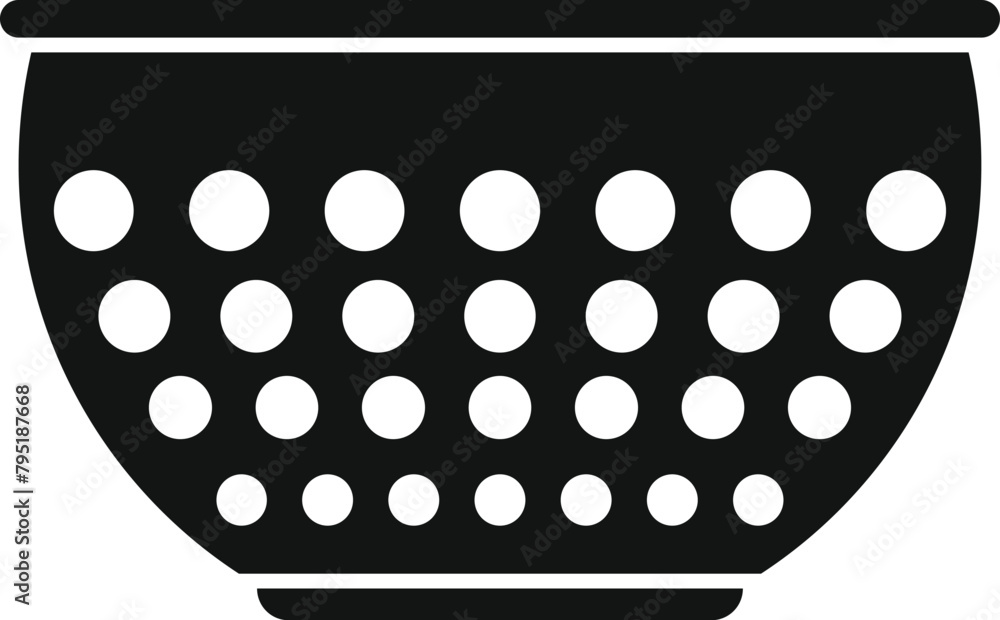 Sticker Metal colander icon simple vector. Cooking tool. Handle metallic element