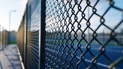 Sunlit Chain Link Fence at Tennis Court
 - Powered by Adobe