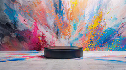 vibrant multicolored abstract painting backdrop for product display