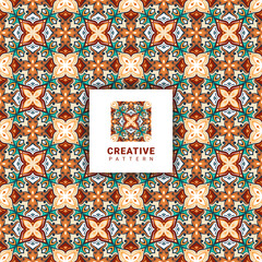 luxury royal colorful embroidery seamless pattern with abstract tiles fabric textile style