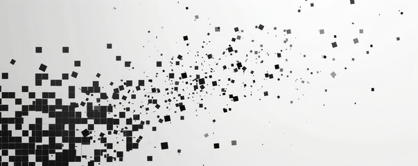 Black and White Pixel Dispersion on Gradient Background.