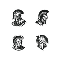 Vintage Spartan Logo Vector Bundle Set, Spartan Logo Illustration Design