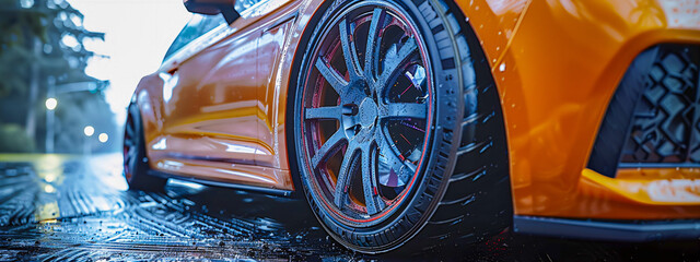 Car Washing in Action, Automotive Cleaning with Soap and Water, Detailing Service
