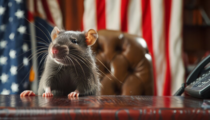 A rat is dressed in a suit and tie