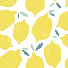 Tropical seamless pattern with lemons. Fruit repeated background for fabric or wallpaper. - 795190468