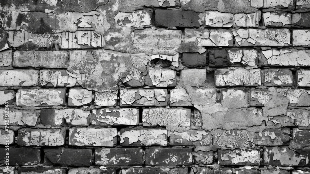 Canvas Prints A deteriorating brick wall with peeling paint