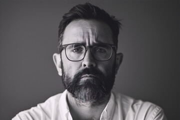 Obraz premium portrait black and white male glasses serious
