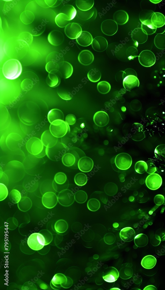 Poster abstract green light bokeh background in defocused blur for artistic design projects