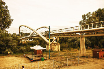 Tiszavirag bridge in Szolnok,Hungary.High quality photo.