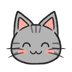 笑っているサバトラねこの顔のイラスト