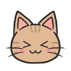 笑っている茶トラねこの顔のイラスト