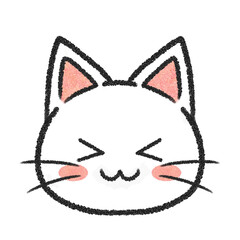 笑っている白ねこの顔のイラスト