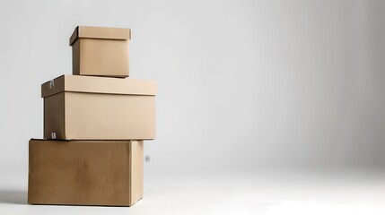 Stack of Cardboard Boxes on a Plain Background Ready for Shipping or Storage. Simple, Clean, Minimalistic Design. Perfect for Business Concepts. AI