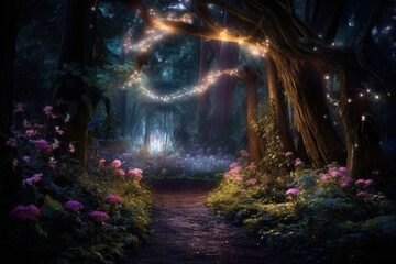 Magical forest outdoors woodland nature