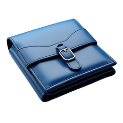 Blue leather wallet. 3D illustration.