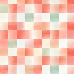 Coral tranquil seamless playful hand drawn kidult woven crosshatch checker doodle fabric pattern cute watercolor stripes background texture blank empty pattern