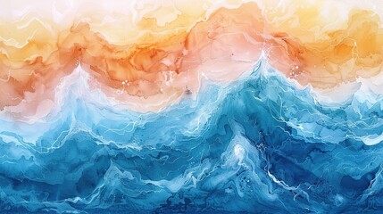 Abstract background blue ocean watercolor. Abstract ocean art. Natural Luxury.