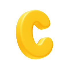 letter C. letter sign yellow color. Realistic 3d design in cartoon style. Isolated on white background. vector illustration