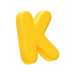 letter K. letter sign yellow color. Realistic 3d design in cartoon style. Isolated on white background. vector illustration