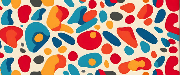 Vivid abstract design with organic shapes in bold primary colors for backgrounds or creative projects