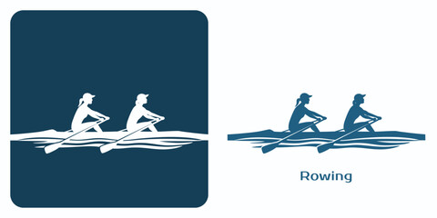 Emblem of Rowing Women Double sculls in shells.
