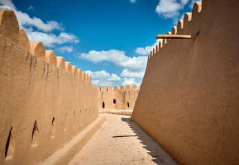 City walls of the ancient city of Khiva Uzbekistan