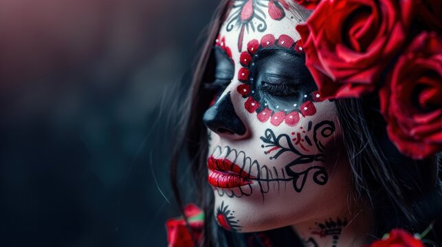 beauty portrait of mexican woman with flower crown for cinco de mayo celebration - Powered by Adobe