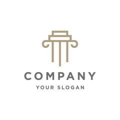 Simple Line Greek Ancient Pillar Columns Old Historical Building Logo Design