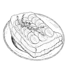 Banana toast line art illustration