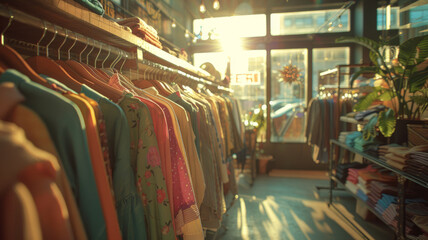 Fototapeta na wymiar Interior of a vintage clothing store.