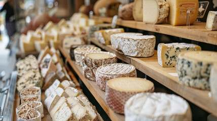 Cheese varieties on deli counter
