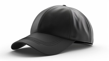 Isolated black cap mockup on white background for design presentation and customization