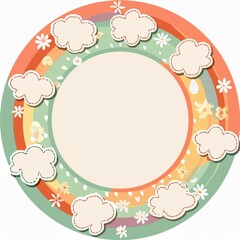 Circular Floral Wreath Stickers featuring pastel rainbow hues 